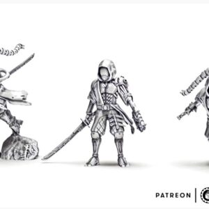 Caecus Assassin Miniatures set of 3 sci-fi cyber assassins